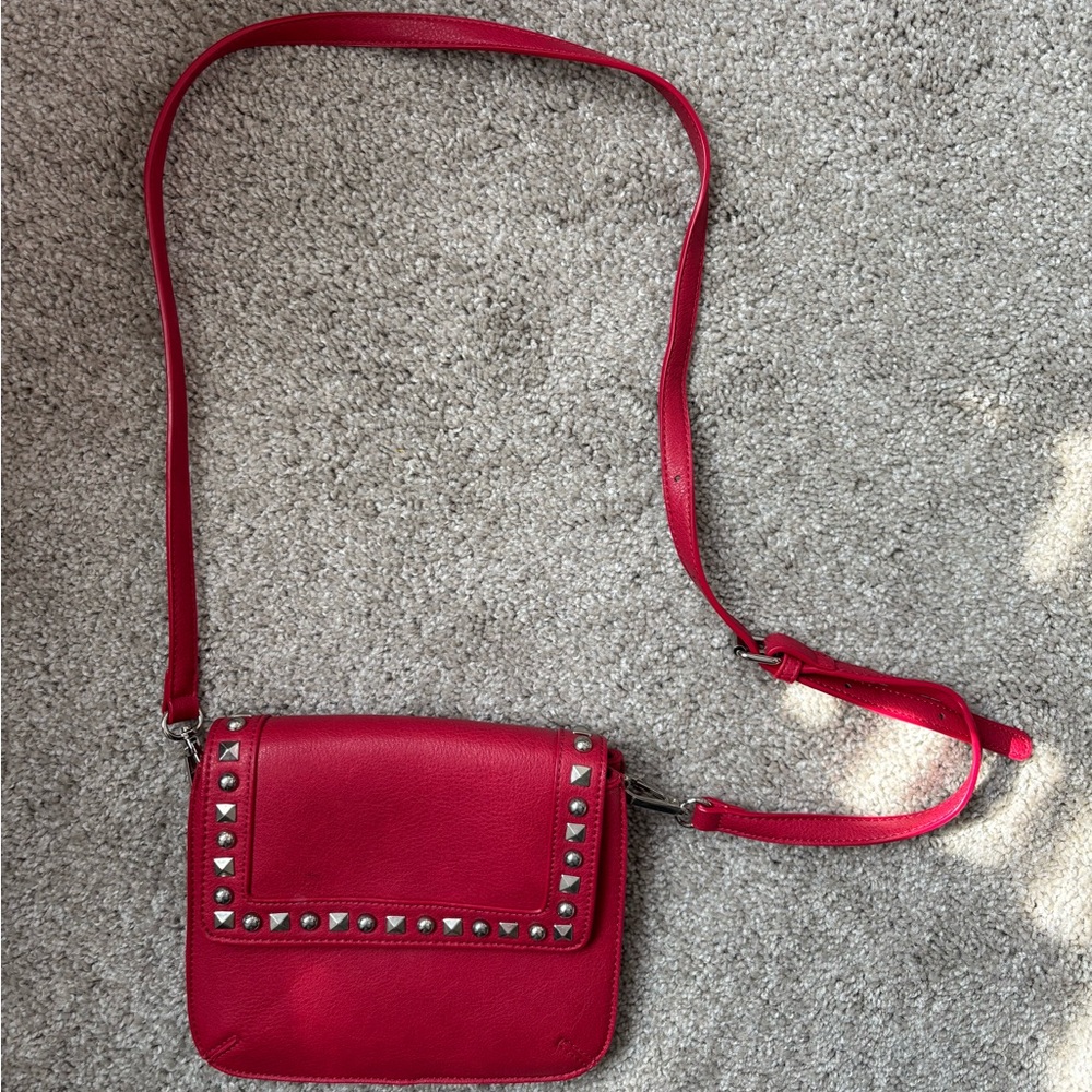 Red Studded Crossbody Bag